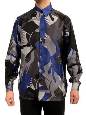 Scuderia Ferrari Men's "Camouflage PR. Horse" 100% Silk Shirt US S IT 48
